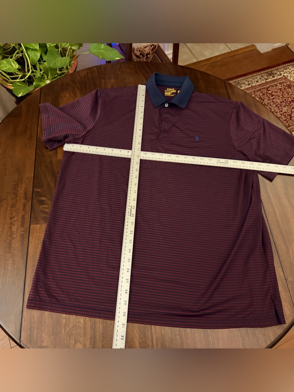 Polo by Ralph Lauren Men's Plum and Black Striped Polo